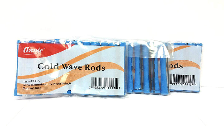 Short Cold Wave Rods with Rubber Band for Hair Curling and Perm Styling - Blue - Set of 3 Packs of 12 (36 Pieces)