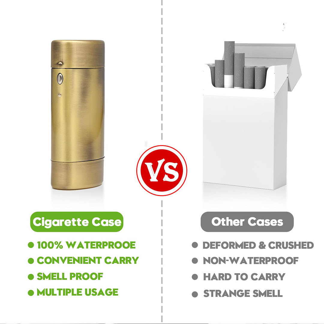 Oval Metal Cigarette case for 100&#39;s Can Hold a Small Lighter Suitable for 20 100&#39;s Cigarette case Coin case Pill case (Bronze)