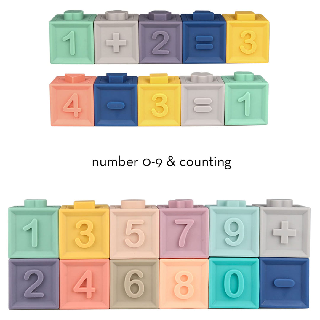 Baby Stacking Soft Building Blocks - Montessori Toys for Babies 0 9 6-12 Months - Development Sensory Infant Learning Toys - Non Toxic