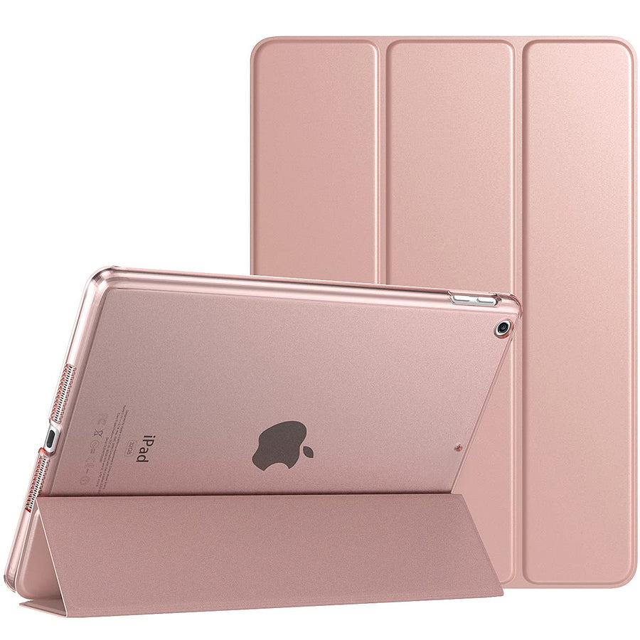 for iPad 10.2 Case iPad 9th Generation 2021/ 8th Generation 2020/ 7th Generation 2019 Case,Slim Translucent Hard PC Protective Smart Cover with Stand, Rose Gold