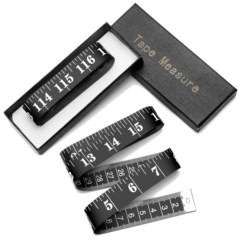Tape Measure 300cm/120 Inch Double-Scale Soft Tape Measuring Body Weight Loss Medical Body Measurement Sewing Tailor Cloth Ruler Dressmaker Flexible Ruler Tape Measure (Black)2 Pack