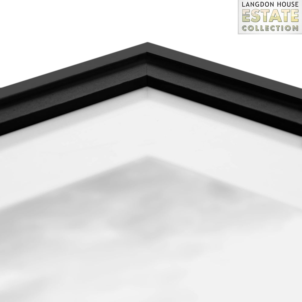 5x7 Black Picture Frame w/Removable Mat to 4x6, Modern Step-Down Molding, Tabletop Easel Included, Estate Collection