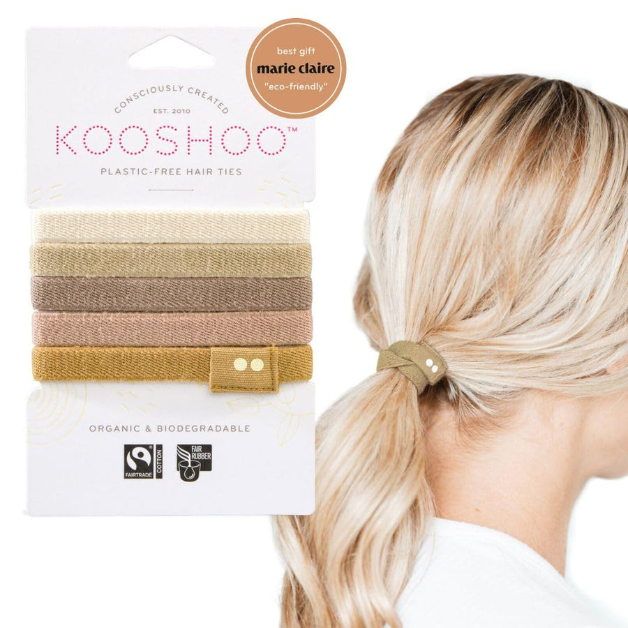 Blond: Biodegradable Hair Ties In Blond | Plastic-Free, Certified Organic Cotton Hair Elastics For Blonde, Gray And White Hair (Blond)