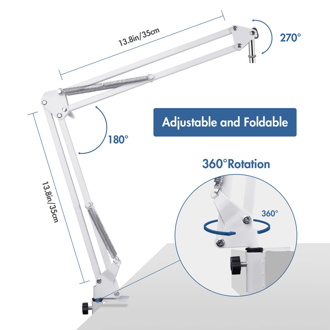 For Blue Yeti White Boom Arm, Mic White Desk Stand Comp