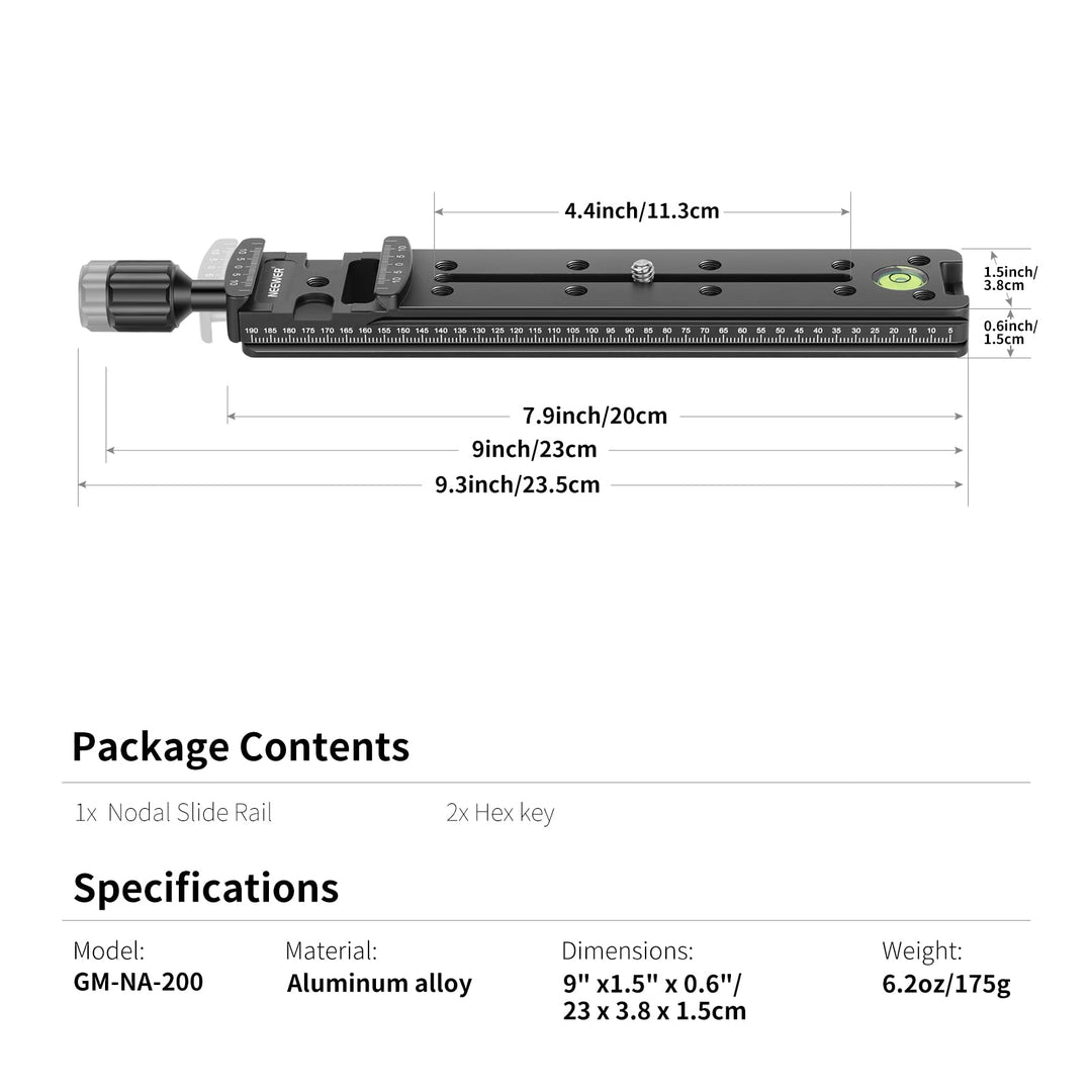 Neewer 200mm Professional Rail Nodal Slide Metal Quick 