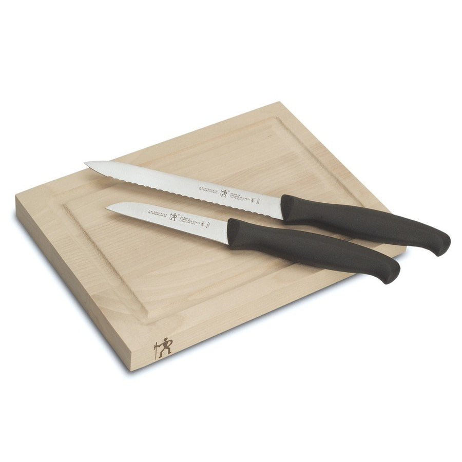 J.A International Accessories Bar Knife & Board Set, 3-piece, Black/Stainless Steel