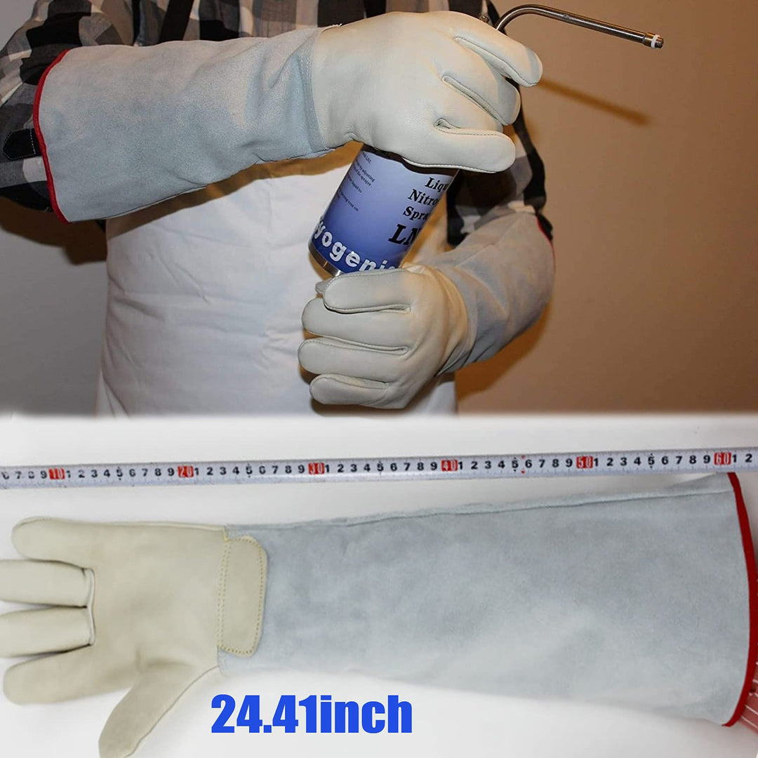 Ultra Long Cryogenic Gloves Outdoor Snow Shoveling Low Temperature Waterproof Protective Gloves Liquid Nitrogen Frozen Gloves Cold Storage White24.41inch (Large)