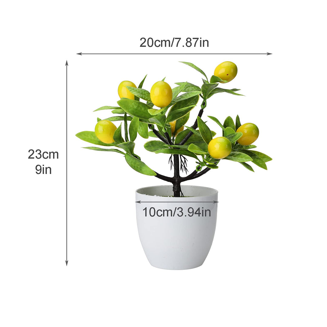 Artificial Lemon Tree Topiary,Mini Potted Lemon Tree Simulation Lemon Bonsai,Mini Potted Plants Artificial Lemon Tree Greenery in Pots, Yellow (210316XU02-2#BZT54)