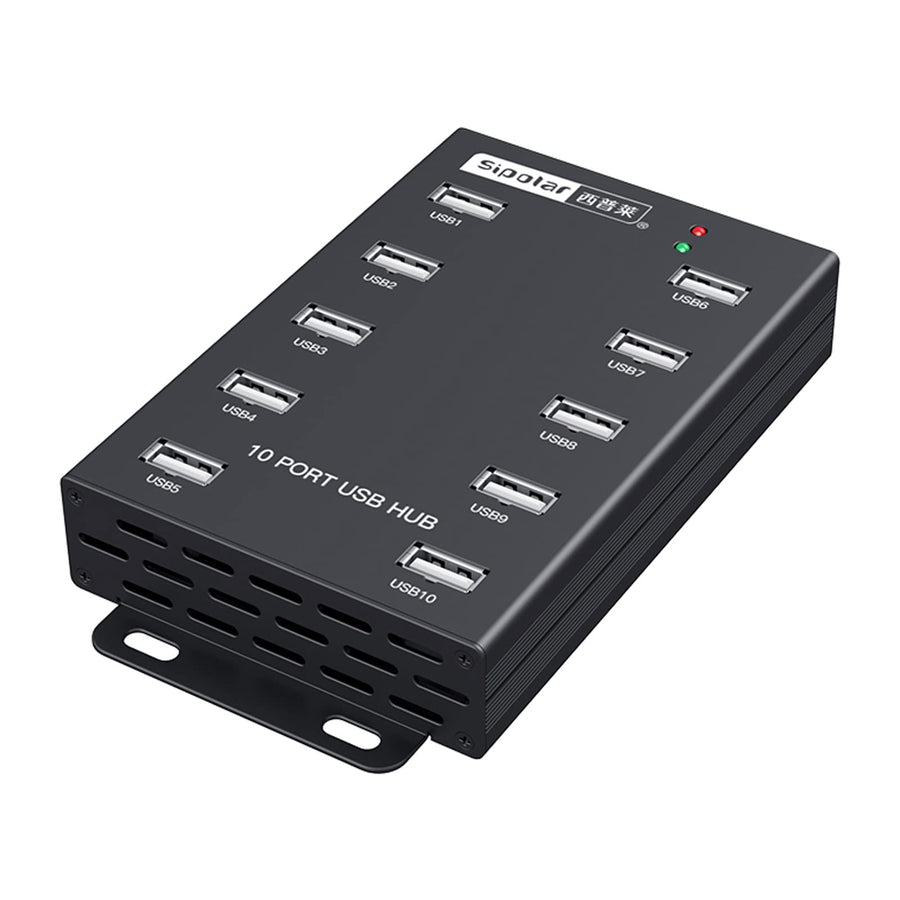 Sipolar-USB Hub- 10 Ports USB Data Hub-Industrial USB Powered Hub - USB 2.0 Hub for Mining, Bitcoin Miner