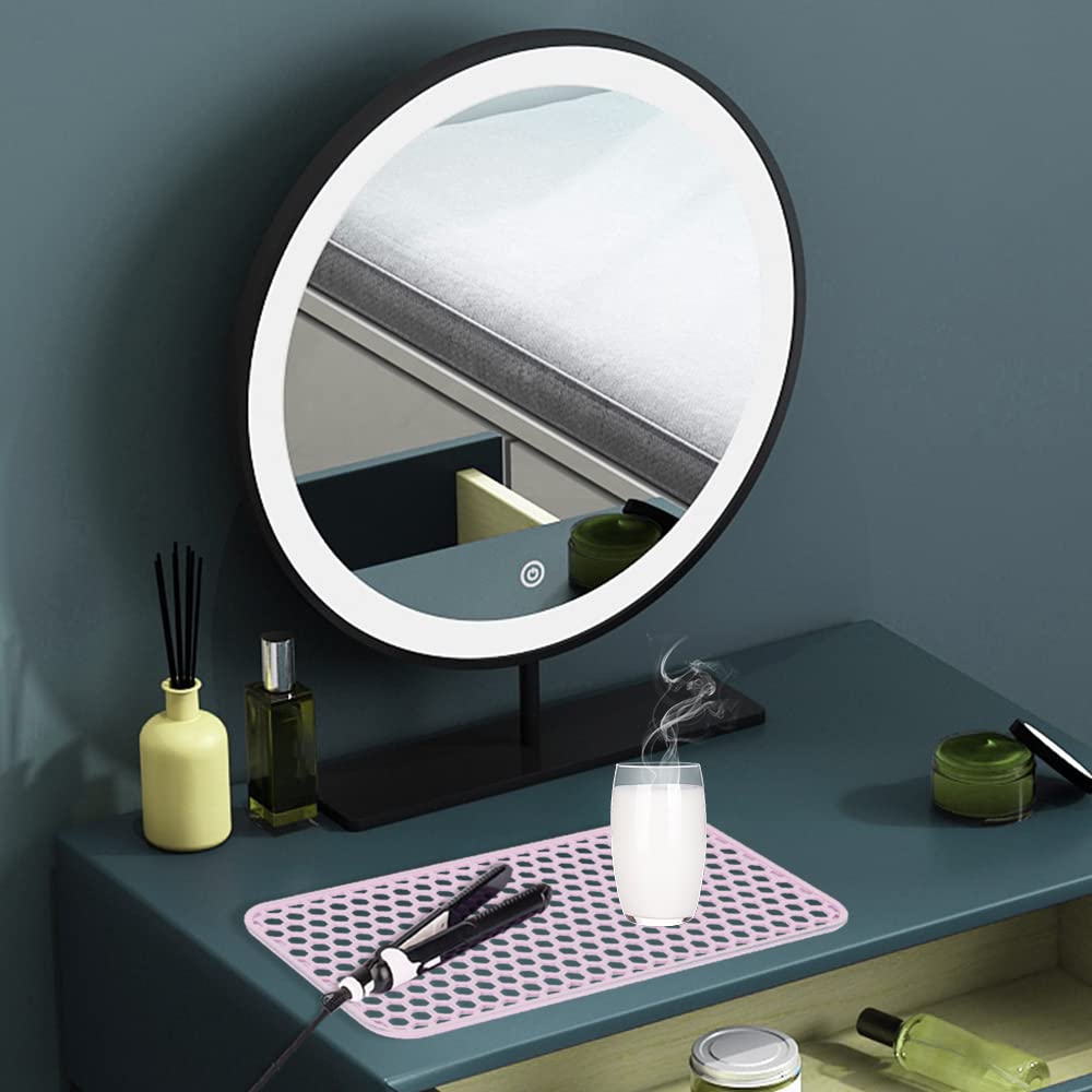 Large Heat Resistant Mat for Hair Styling Tools, Silicone Heat Pad for Curling Iron, Portable Travel Flat Iron Mat for Hair Straightener, Curler Wand, Hot Waver (Blue)