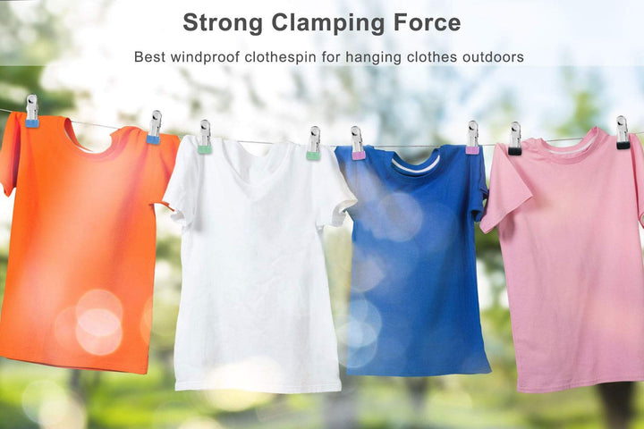 Colored Clothespins, 30 Pcs Utility Clothes Pins, Multicolor Stainless Steel Metal Sock Clips for Clothesline