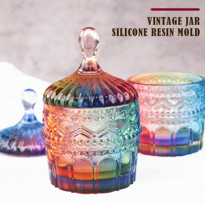 Resin Jar Mold with Lid Silicone Box Mold for Epoxy Resin Casting DIY Storage Bottle Jewelry Trinket Container Candle Holder Flower Pot Resin Crafts Kits Home Decor Gift
