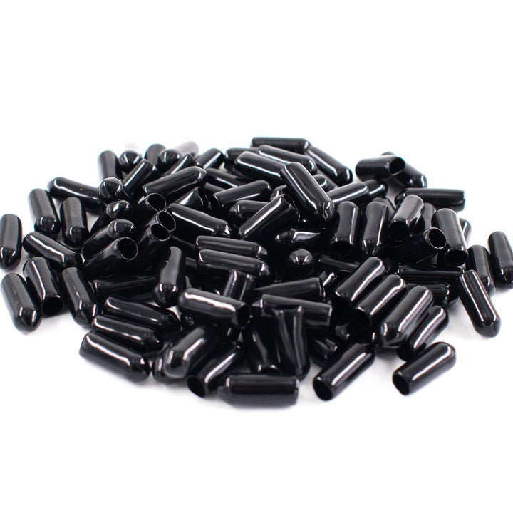 100pcs Pegboard Hooks Protector Peg Board Hook Tip Cap Flexible Rubber End Caps Rack Cover 15 mm Long (Inner Dia 5mm, Black)