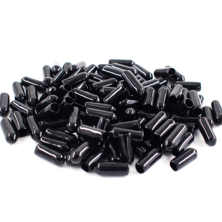100pcs Pegboard Hooks Protector Peg Board Hook Tip Cap Flexible Rubber End Caps Rack Cover 15 mm Long (Inner Dia 5mm, Black)