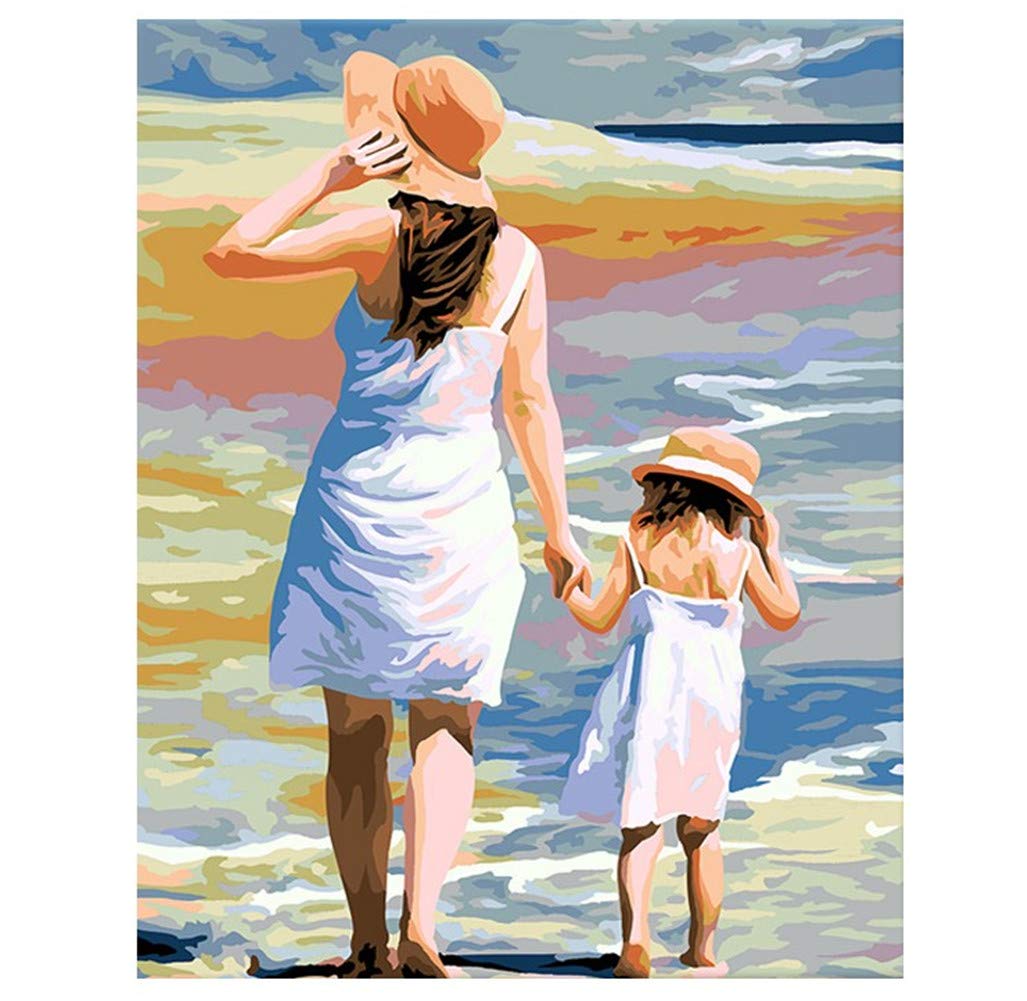 DIY Oil Painting Paint by Number Kit for Kids Adults Beginner 16x20 inch - Mother Holding Child, Drawing with Brushes Christmas Decor Decorations Gifts (without Frame)