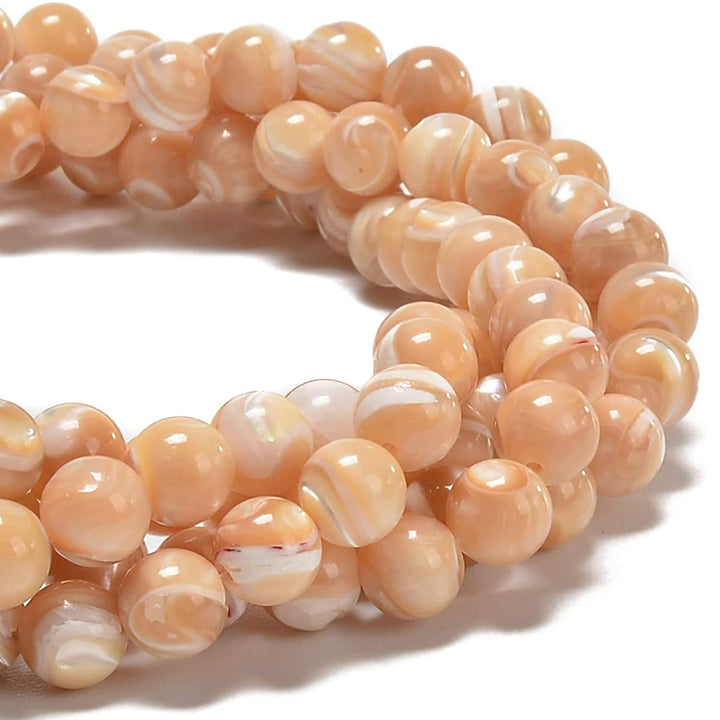 HAAMIIQII 45pcs 8mm Natural Brown Mother of Pearl Shell