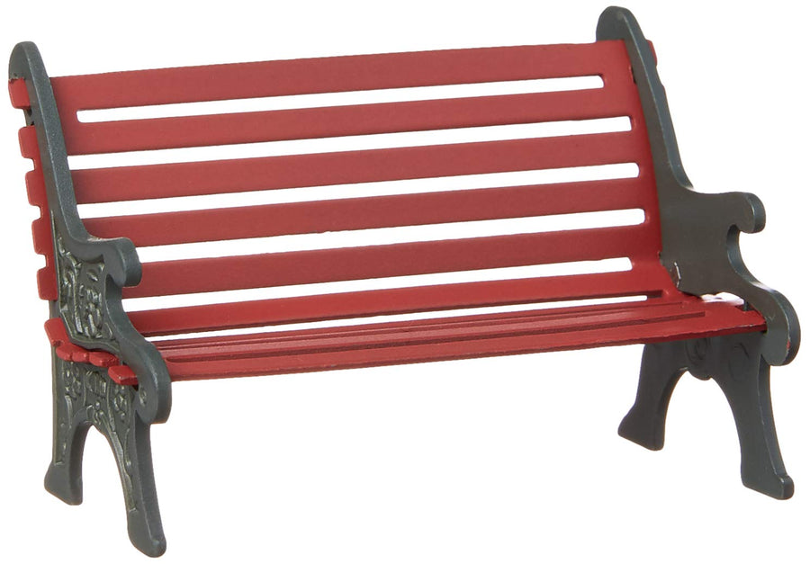 Village Cross Product Accessories Wrought Iron Park Bench Figurine, 2.25 Inch, Red