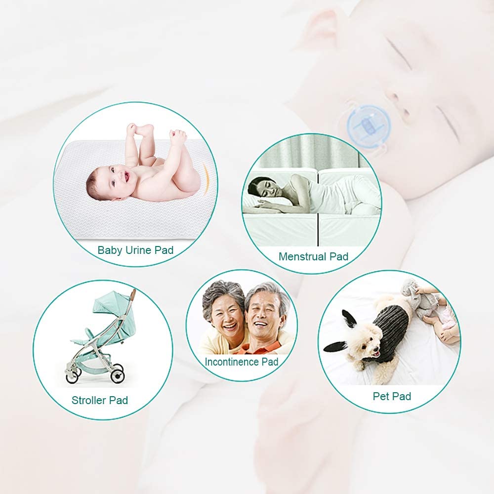 Waterproof Bed Pad Washable and Reusable Underpads 4 Layer Incontinence Mattress Protector 100% Cotton Surface for Children Adults and Pets