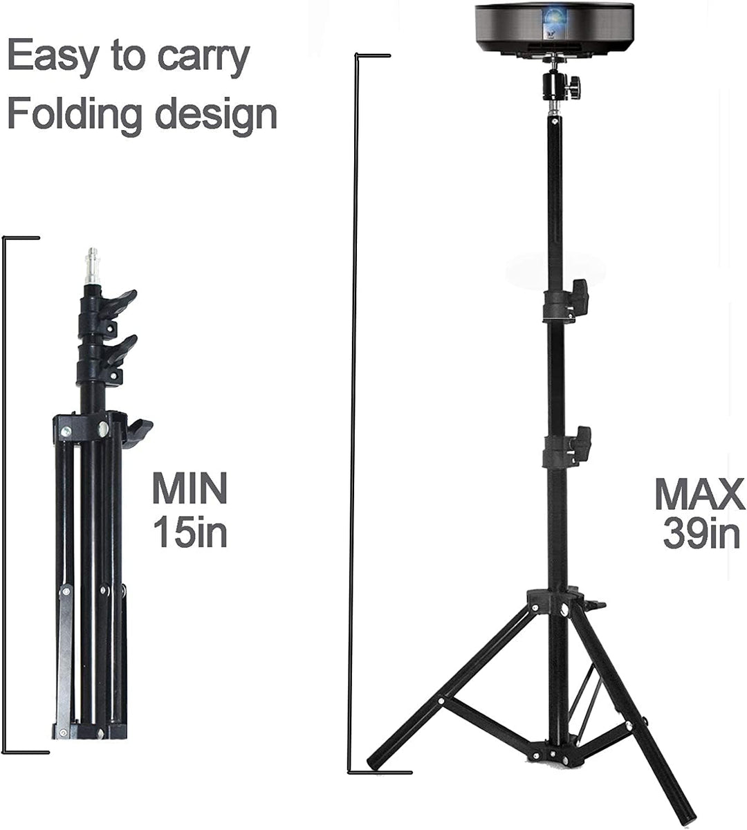 Projector Tripod Stand, 18 to 39 Portable Tripod Mount Floor Stand, Folding Floor Tripod Stand, Outdoor Stand for Projector,Camera, Webcam