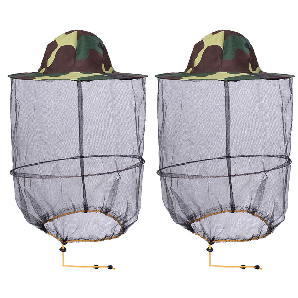 2PCS Mosquito Head Net Veil Mesh hat/Insect Fish Netting hat/Beekeeper hat with Veil/Beekeeping Protection hat/Bug Face Shield/Soft Durable Fly Screen