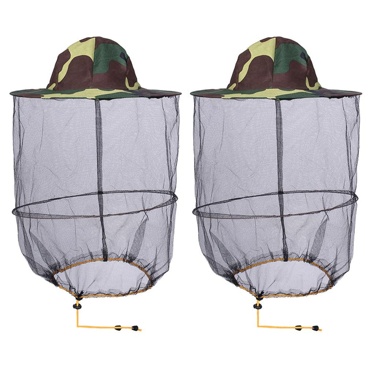 2PCS Mosquito Head Net Veil Mesh hat/Insect Fish Netting hat/Beekeeper hat with Veil/Beekeeping Protection hat/Bug Face Shield/Soft Durable Fly Screen