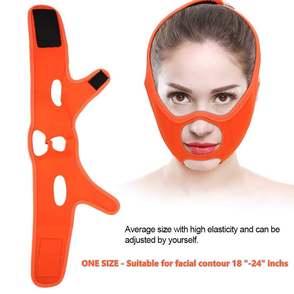 Face Slimming Strap Double Chin Reducer for Shaping Face Eliminates Sagging Skin Lifting Firming Anti Aging, Reusable (Orange)