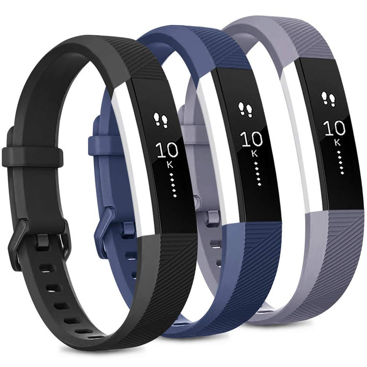 Pack 3 Replacement Band Compatible for Fitbit Alta Bands/Fitbit Alta HR Bands, Adjustable Replacement Soft Silicone Sport Bands for Woman and men (Small, Black+Grey+Navy Blue)