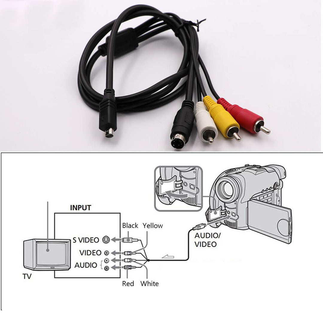 AV A/V Audio Video TV-Out Cable VMC-15FS Video Cable Cord for Sony Handycam Camcorder DCR-D/H/I/S HDR-C/H/S/T/U/X and More Models