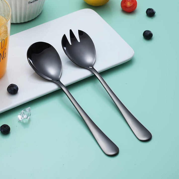 Black Salad Server Set, Berglander Stainless Steel Sala