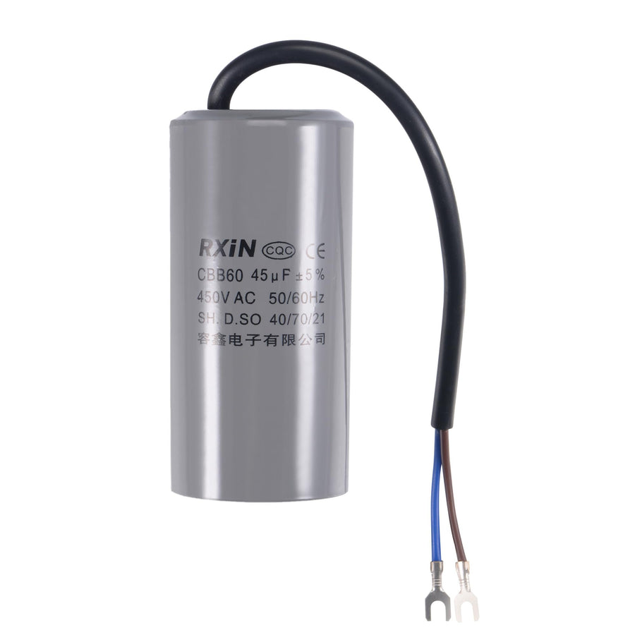 CBB60 Run Capacitor 45uF 450V AC 2 Wires 50/60Hz Cylinder 105x50mm with Terminal for Air Compressor Water Pump Motor