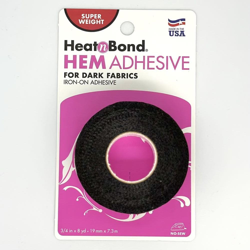 Hem Iron-On Adhesive, Super Weight, 3/4 Inch x 8 Yards, Black