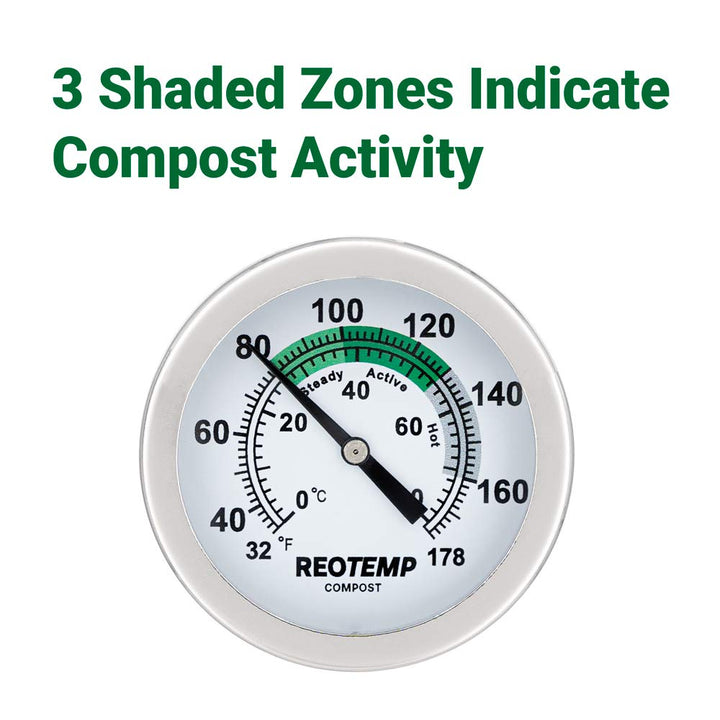 Reotemp K83B1 12 Inch Soil &amp; Compost Thermometer with Digital Composting Guide, 32-178 Fahrenheit and Celsius