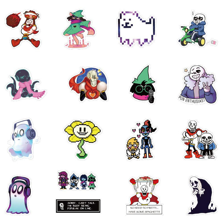 Undertale Stickers Pack| 50pcs Sans Undertale Viny Waterproof Stickers for Laptops PC Frisk Sans Au Gaster Undyne Flowey Decal for Teen Girl Adults DIY Computer Phone Case Water Bottle Skateboard (A)