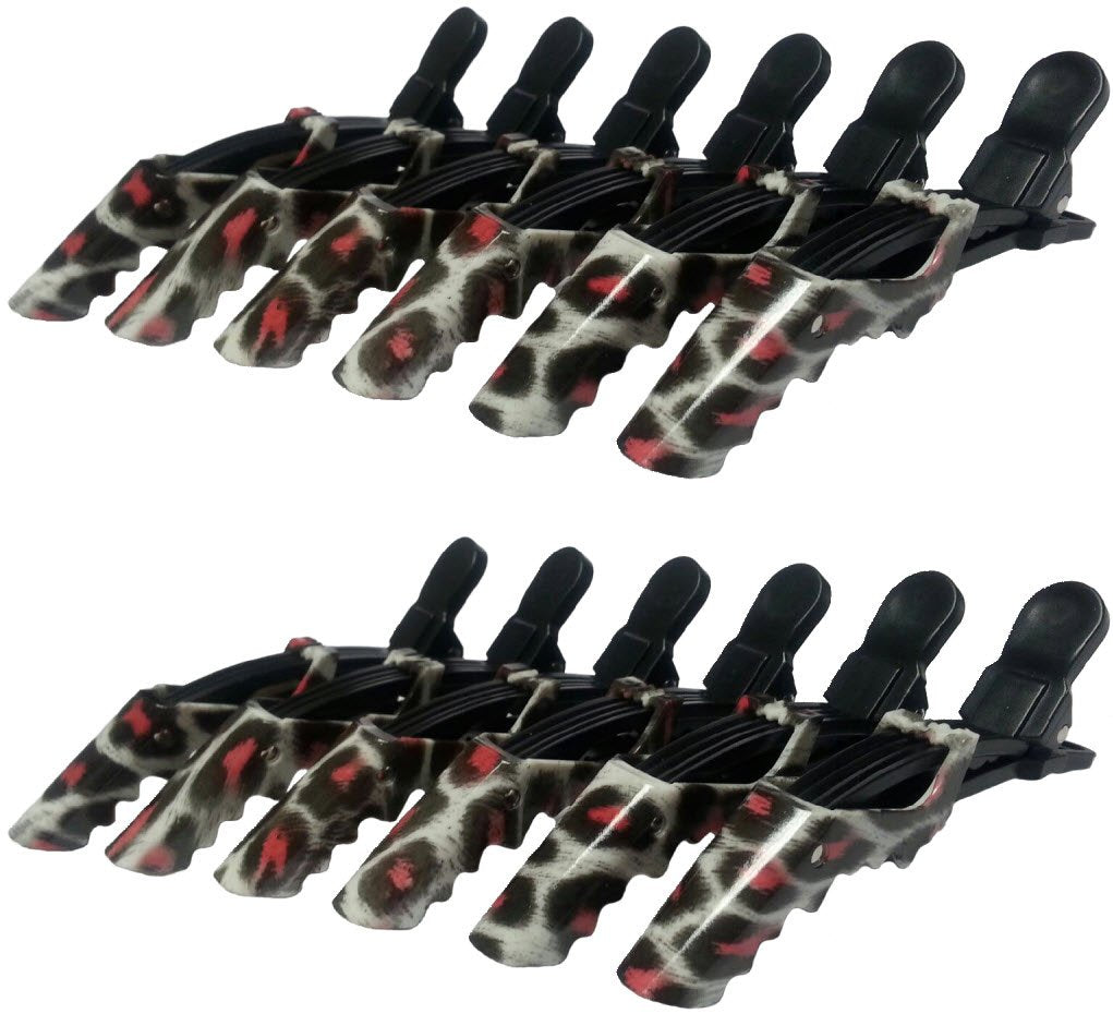 Pink Leopard : Tamer Pink Leopard Croc Styling Clips - 12 Pack