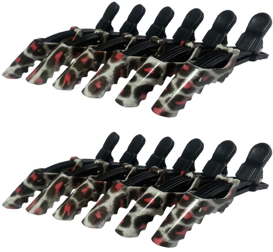 Pink Leopard : Tamer Pink Leopard Croc Styling Clips - 12 Pack