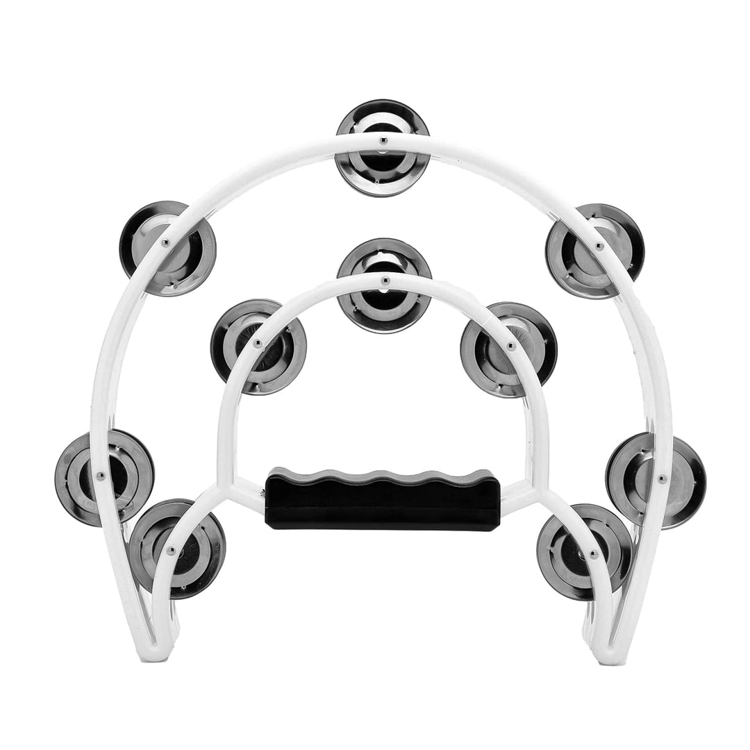 Tambourine with Double Row Metal Jingles Hand Held Percussion Tambourines Musical Educational Instrument for Adults Church KTV Party (White)