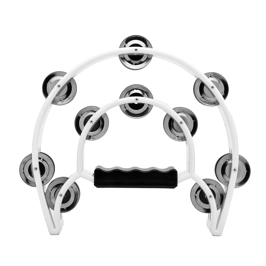 Tambourine with Double Row Metal Jingles Hand Held Percussion Tambourines Musical Educational Instrument for Adults Church KTV Party (White)