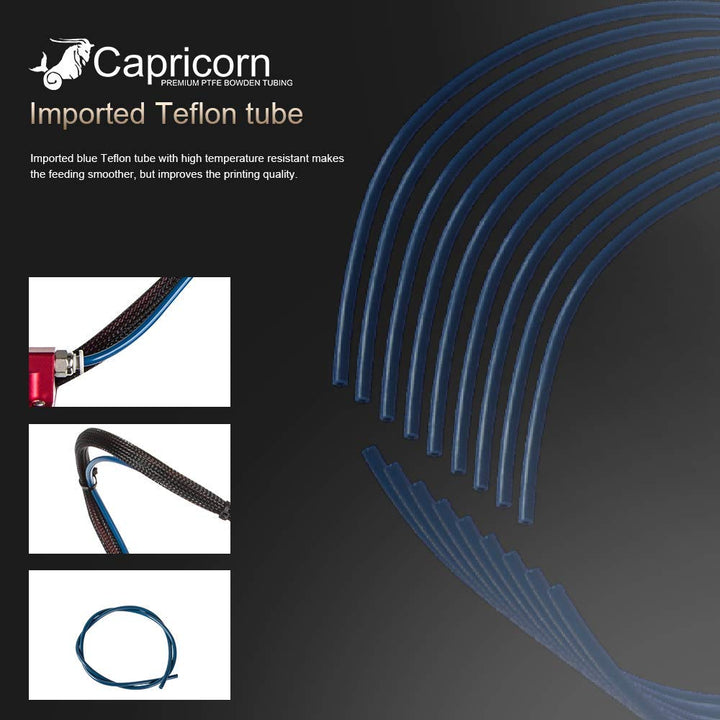 Creality Capricorn Bowden PTFE Tubing 1M XS Series 1.75MM Filament with Pneumatic Fittings &amp;2 Blue Collet Clips &amp;Nozzles&amp;Tube Cutter for Ender 3 V2/ Ender 3/ Ender 3 Pro/Ender 5/ CR-10/10S 3D Printer