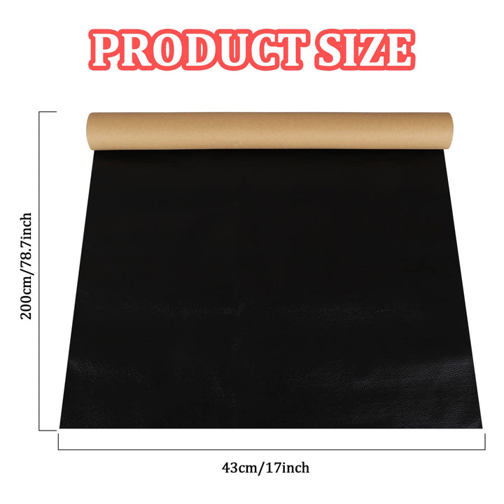 Leather Repair Patch Tape 17x78.7 Inch Large Size Self Adhesive PU-Leather Repair Tape for Furniture Large Size Couch Car Seat Boat Seats Sofa Chair Leather Repair Patch, Black