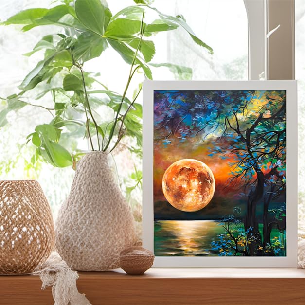 Large Diamond Art Kits for Adults - Moon 5D DIY Diamonds Painting Dots Art for Adults Full Drill Round Gem Painting Crystal Craft Kit for Adults for Wall Décor (20x16inch Moon) (20×16in, Moon)