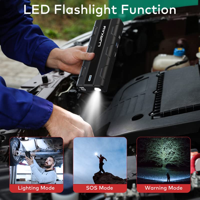 Car Jump Starter – 2000A Jump Box 20000mAh for up to 10L Gas and 5.5L Diesel Engines, 12V Car Battery Charger Jump Starter with USB/Type C Quick Charge, Portable Power Bank with LED Display and Light