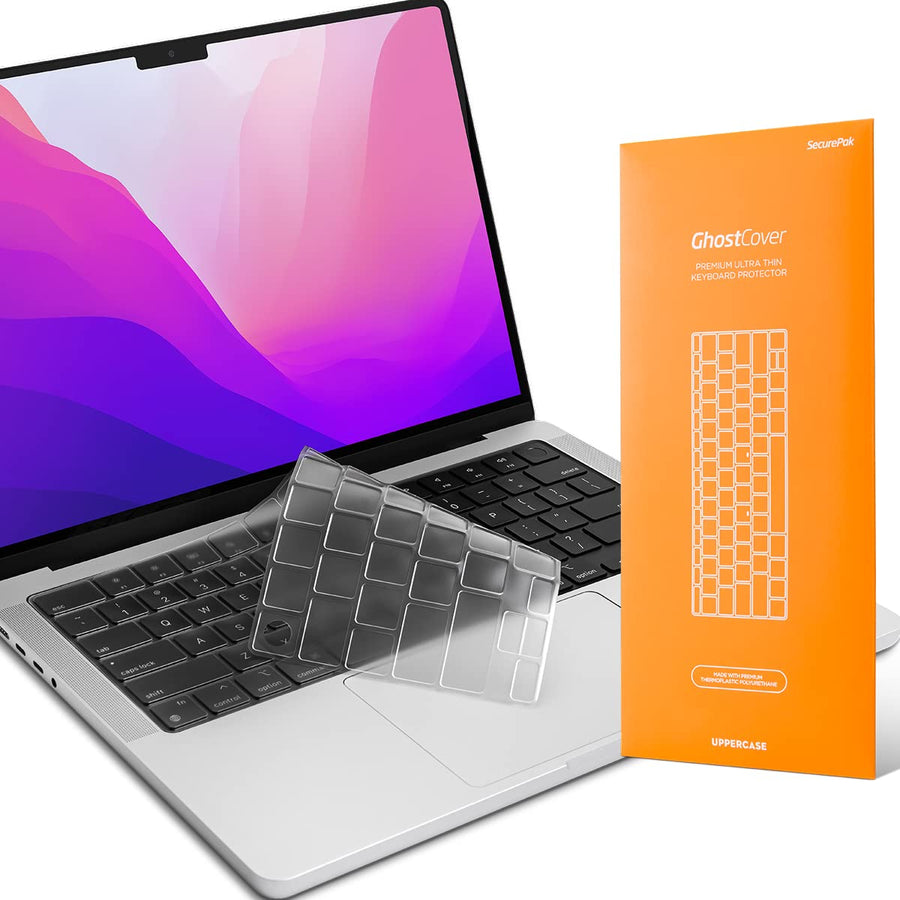 GhostCover® Premium Ultra Thin Keyboard Cover Protector, Compatible with 2021 2022 2023 2024 M1/M2/M3/M4 Pro/Max MacBook Pro 14/16, M2/M3 MacBook Air 13/15, US ANSI Layout, Clear