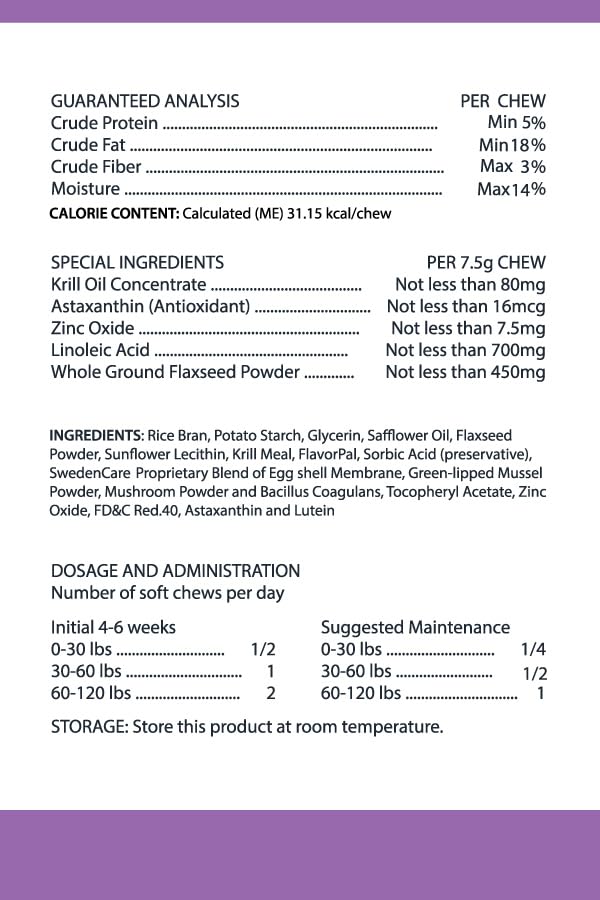 - Krill Oil Shed-Free Soft Chews for Dogs - Reduce Shedding &amp; Itching - Rich in Omega 3 &amp; Antioxidants - Improves Skin &amp; Coat - Made in USA - 60 Soft Chews