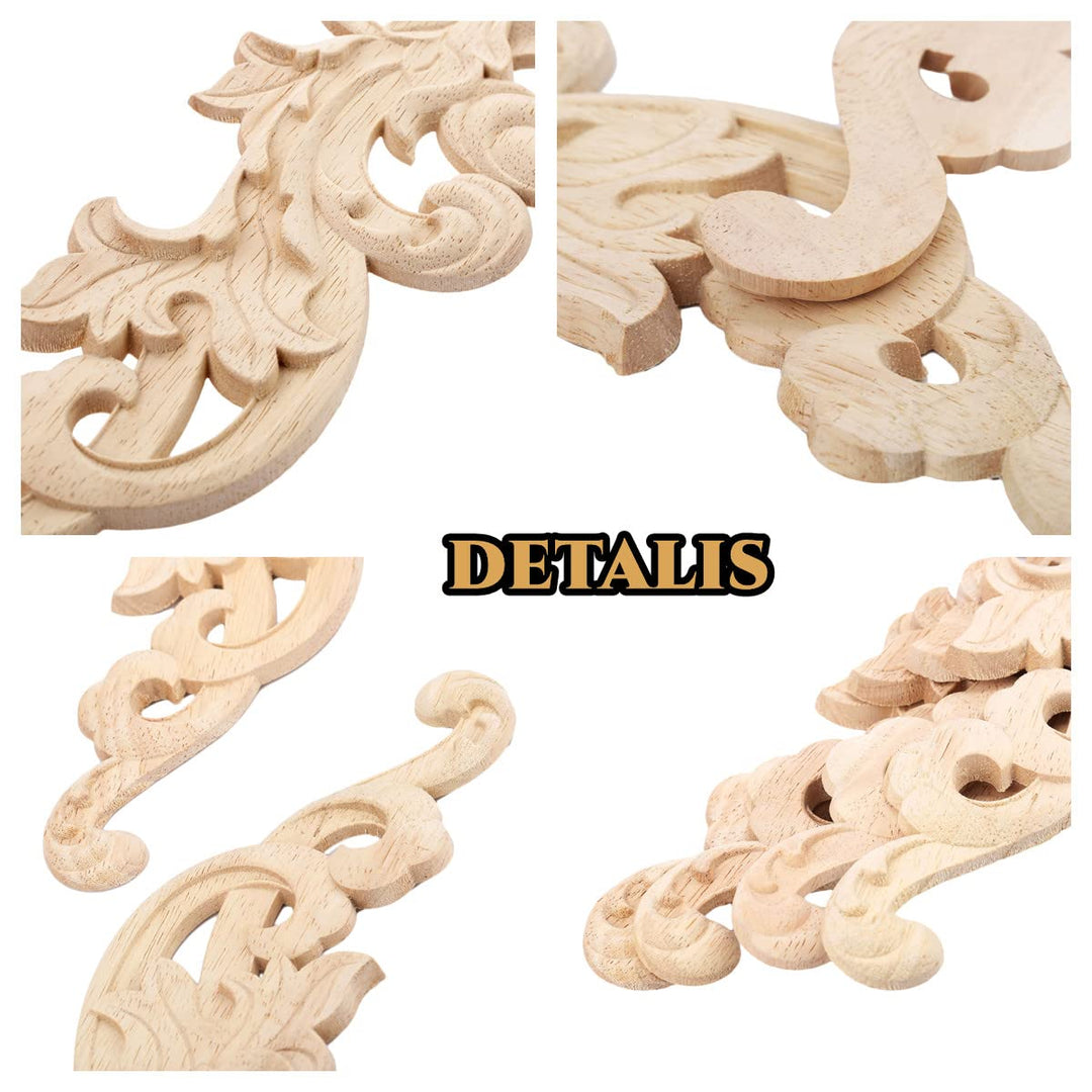 MUXSAM Wood Carved Appliques Onlays, 2-Pair Unpainted W