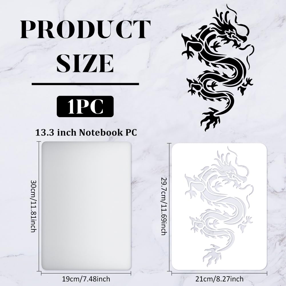 Dragon Stencils 11.7x8.3Inch/29.7x21cm Reusable Dragon Wall Decor Stencil Chinese Asian Oriental Dragon Stencil for Painting on Wall Furniture Fabric Wood