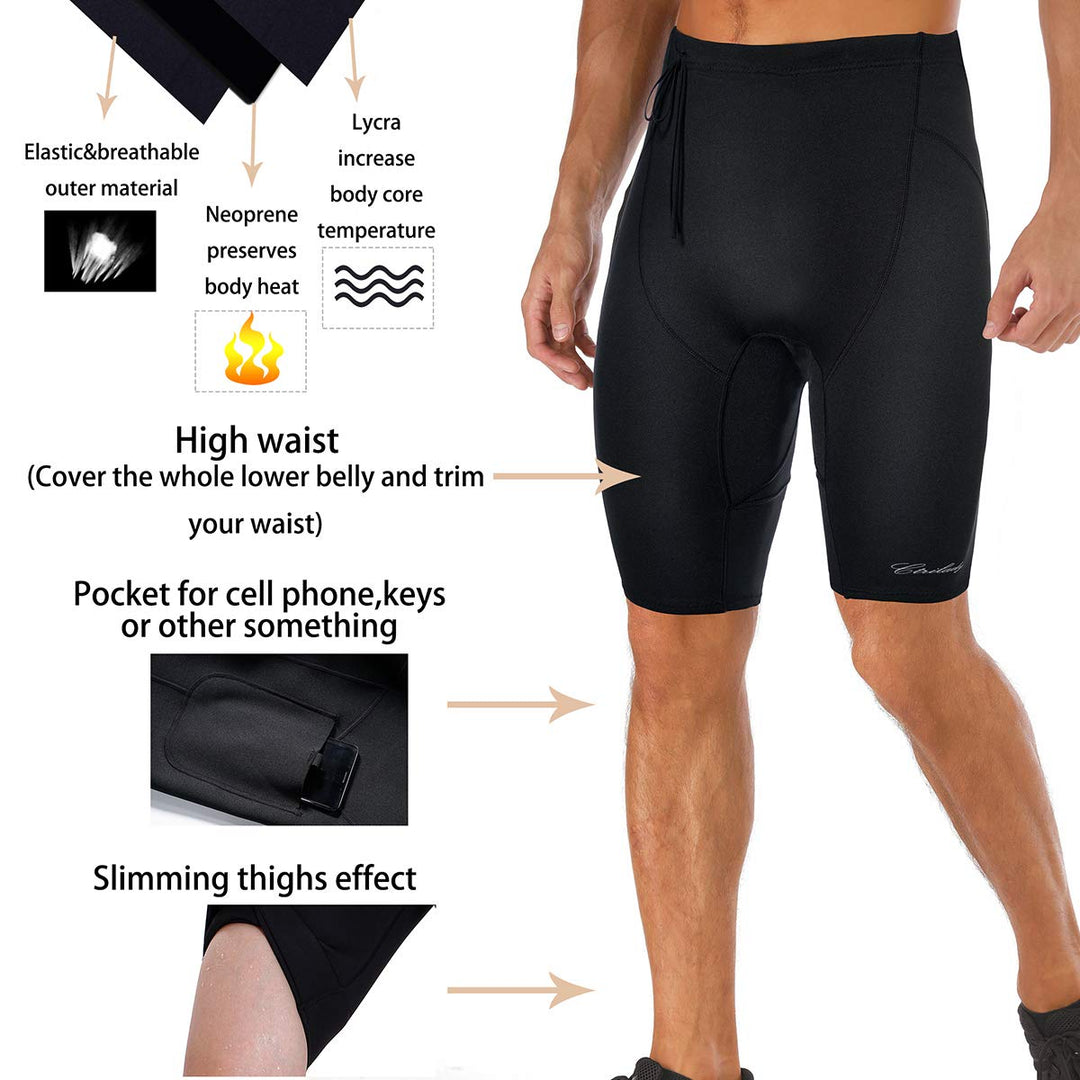 Neoprene Wetsuit Shorts 2mm Premium Sweat Fitness Pants with Pocket for Snorkeling Surfing Swimming Training(Black,L