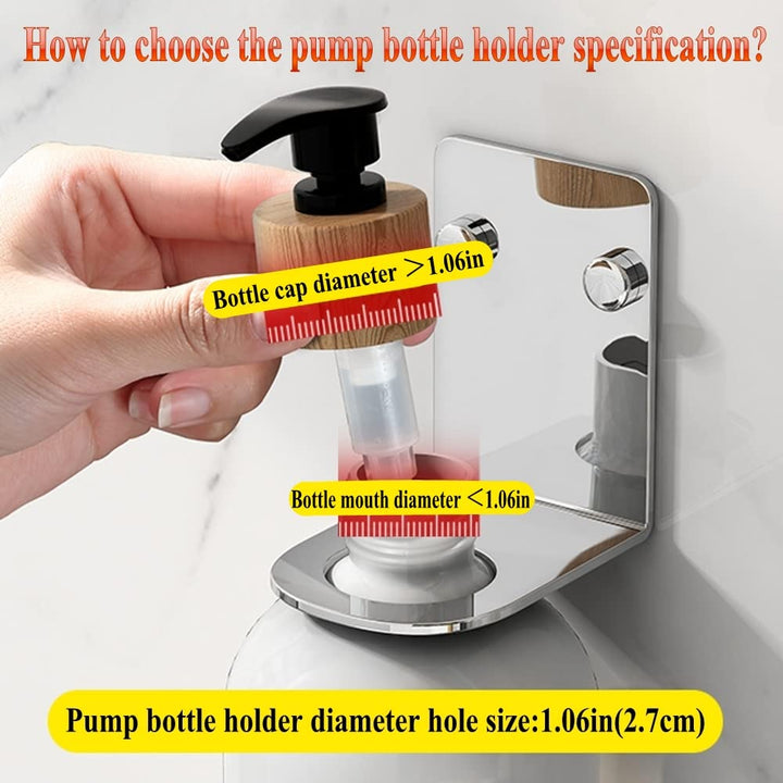 Soap Bottle Dispenser Holder Wall Mounted, Hand Pump Bottles Dispenser Stand Hanging Rack Shampoo Standing Shelf Storage Holder Bracket for Bathroom Kitchen (Black 2 Pack)