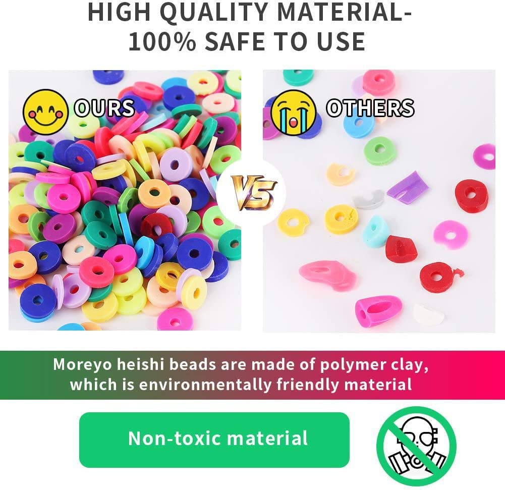 3600 PCS 10 Strands Clay Beads Polymer Clay Beads for Jewelry Making, Vinyl Heishi Beads 6mm for Surfer Bracelets Necklace Making (Purple)