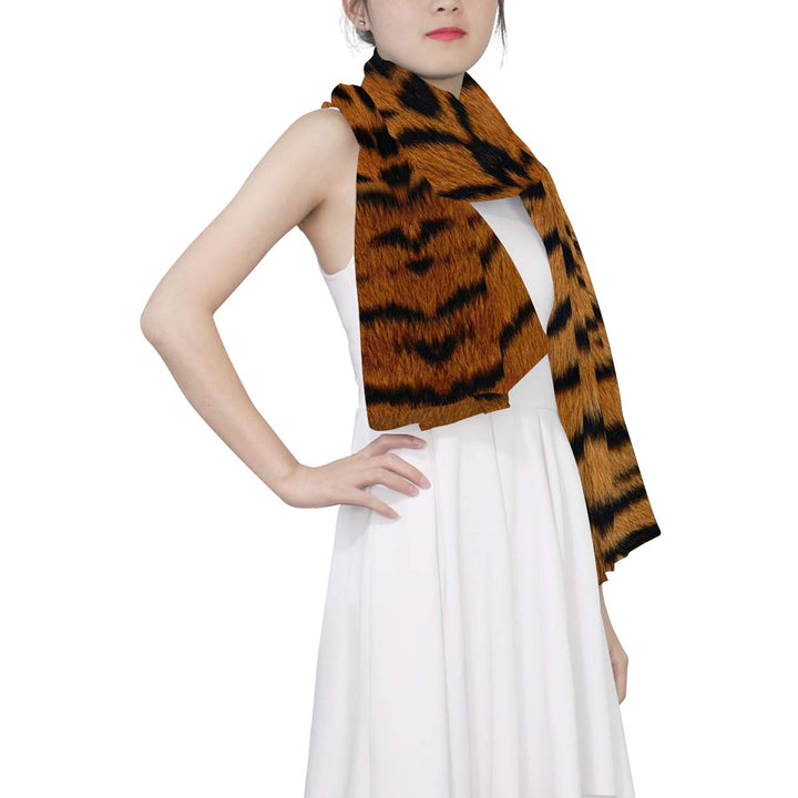 AUUXVA Tiger Print Women Silk Scarf Tiger Pattern Light