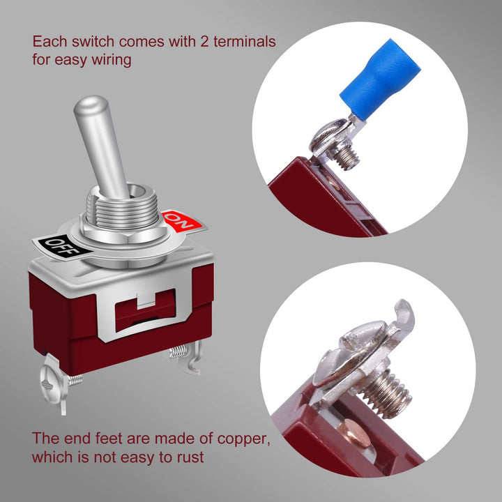 2Pcs Toggle Switch 12V 30A ON/Off 2 pin 2 Position SPST Waterproof Switch with Waterproof Cap Terminals for Auto Car Boat KL-C101